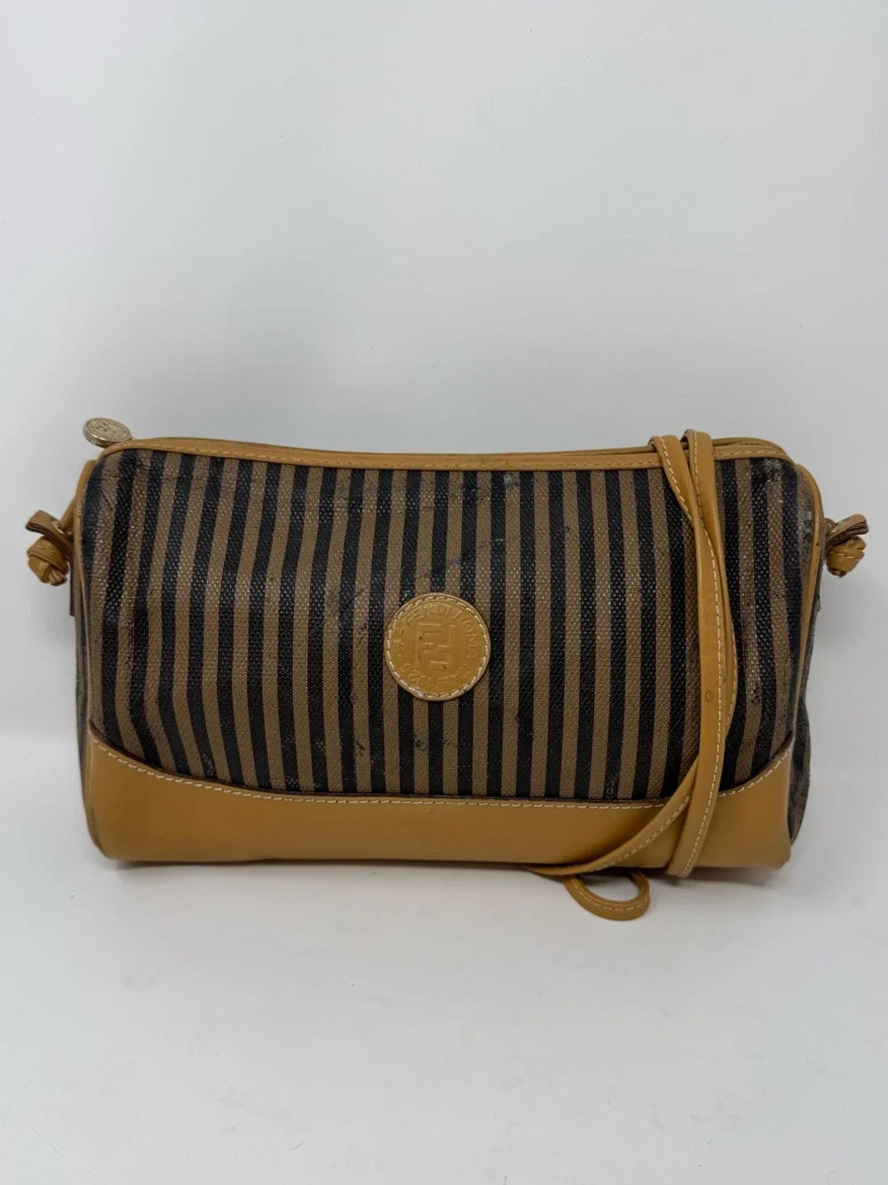 Fendi vintage leather stripped crossbody bag